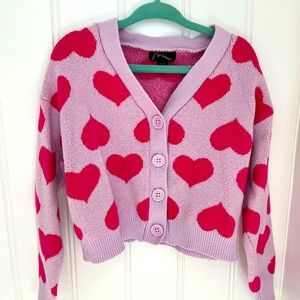 Art Class heart cropped cardigan